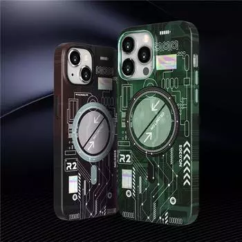 3D светящаяся картина для Magsafe, магнитный чехол с беспроводной зарядкой для iPhone 14 Plus 13 12 Pro Max, ультратонкий жесткий противоударный чехол For iPhone 13 зелёный