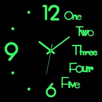 3D светящиеся акриловые кварцевые самодельные бесшумные настенные часы для гостиных black чёрный