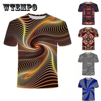 3D Swirl Print Shirt Summer Men T-shirt Personality Streetwear High Street Half Sleeve Tees Casual Breathable Pullover XXXL