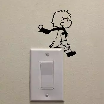 3D Switch Stickers Carved Wall Stickers Cute Prince Stickers Living Room чёрный