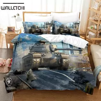 3D Tanks Постельное белье Пододеяльник с наволочкой Twin Full Queen King Постельное белье Постельное белье EU single(135x200cm)