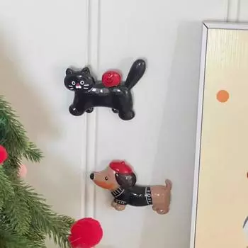 3D Такса Магнит на холодильник Мультфильм Собака Кошка Магнит на холодильник Домашний офис Кухня Шкафчик Котенок Щенок Животное Украшение Магнит Dog