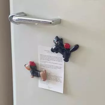 3D Такса Магнит на холодильник Мультфильм Собака Кошка Магнит на холодильник Домашний офис Кухня Шкафчик Котенок Щенок Dog