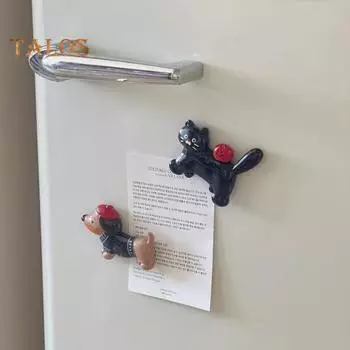 3D Такса Магнит на холодильник Мультфильм Собака Кошка Магнит на холодильник Домашний офис Кухня Шкафчик Котенок Щенок Животное Украшение Магнит Dog