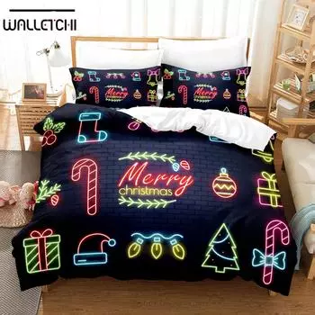3D The Christmas Bedding Sets Duvet Cover Set With Pillowcase Twin Full Queen King Bedclothes Bed Linen EU single(135x200cm)