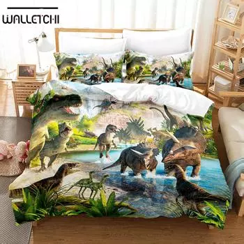 3D The Dinosaur Постельное белье Пододеяльник Комплект с наволочкой Twin Full Queen King Постельное белье Постельное белье EU single(135x200cm)