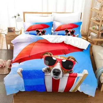 3D The Dog Bedding Sets Duvet Cover Set With Pillowcase Twin Full Queen King Bedclothes Bed Linen EU single(135x200cm)