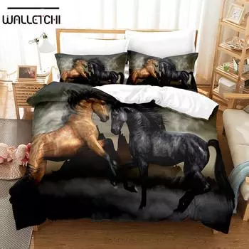 3D The Horse Постельное белье Пододеяльник Комплект с наволочкой Твин Полный Queen King Постельное белье Постельное белье EU single(135x200cm)