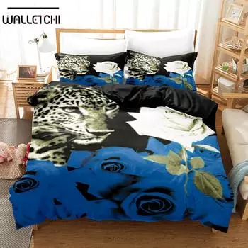 3D The Leopard Постельное белье Пододеяльник Комплект с наволочкой Твин Полный Queen King Постельное белье Постельное белье EU single(135x200cm)