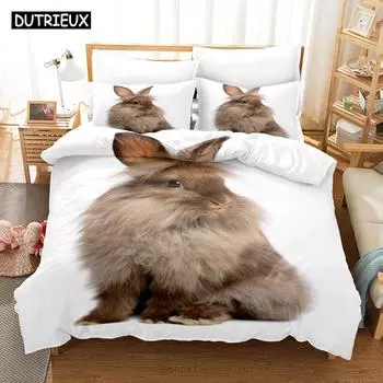 3D The Rabbit 2 комплекта постельного белья Пододеяльник с наволочкой Твин Полный комплект постельного белья Queen King Постельное белье EU single(135x200cm)