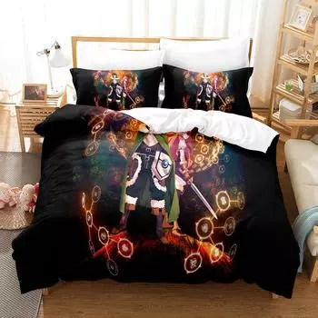 3D The Rising Of The Shield Hero Bedding Sets Duvet Cover Set With Pillowcase Twin Full Queen King Bedclothes Bed Linen EU single(135x200cm)