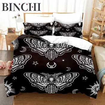 3D The Skull Skeleton Moths Mandala Bedding Sets Duvet Cover Set With Pillowcase Twin Full Queen King Bedclothes Bed Linen 70x133cm 2pcs