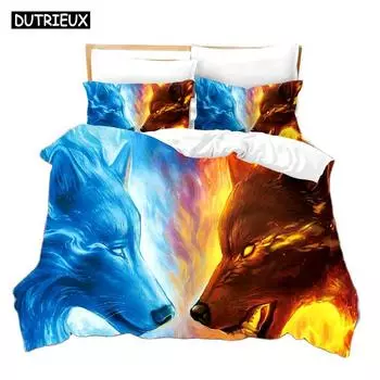 3D The Wolf Series Bedding Sets Duvet Cover Set With Pillowcase Twin Full Queen King Bedclothes Bed Linen EU single(135x200cm)