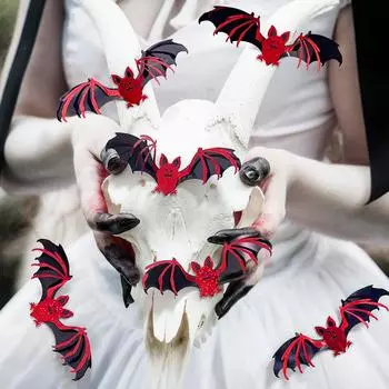 3D Three Dimensional Double Layer Bat Single Layer Butterfly Halloween Background Wall Decoration DIY Home Decoration Wall Stickers 12 Pieces