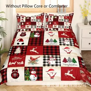 3D Three-Piece Size Christmas Quilt Cover Christmas Bedding Home Textile 135*200cm