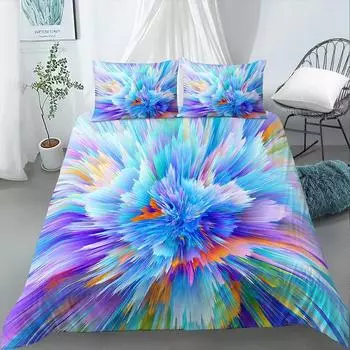 3D Tie Dye King Queen Пододеяльник Красочный Всплеск Чернил Стиль Постельное белье для детей Подростков Взрослых Современное Искусство Полиэстер Пододеяльник 70x133cm 2pcs