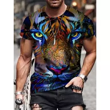 3D Tiger/lion T Shirt Men Summer Fashion Short Sleeve Printed Animal T-Shirt Cool Tops Tees S