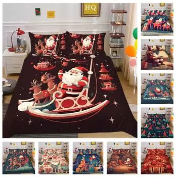 3D ткань из микрофибры Рождественский комплект постельного белья Санта-Клаус Пододеяльник Наволочка 2 или 3 AU/EU/DE/US Полный размер Быстросохнущий Легко чистящийся Украшение дома Baby 100x135cm