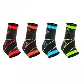 3D тканый бандаж на лодыжку с ремнем под давлением, баскетбольный тренажерный зал, спортивный бадминтон, эластичная дышащая поддержка лодыжки Free Size синий