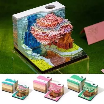 3D Tree House блокнот бумажная скульптура модель гладкий письменный стол календарь семейный блокнот для заметок с A