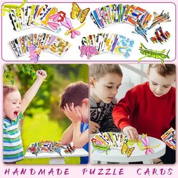 3D трехмерная головоломка с животными, детская забавная игрушка-головоломка «сделай сам» с насекомыми для малышей, раннее образование, головоломка, собранная вручную One Size