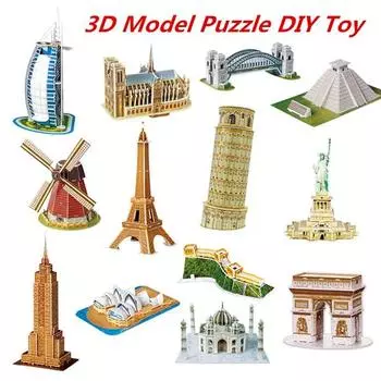 3D трехмерная головоломка, слова, здания, архитектура, образовательная игрушка «сделай сам», подарок для детей и взрослых 10