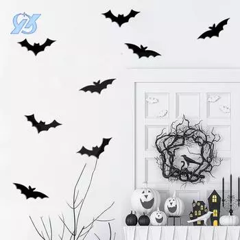 3D трехмерное зеркало летучая мышь толщиной 1 мм акриловые настенные наклейки для праздничной вечеринки на Хэллоуин