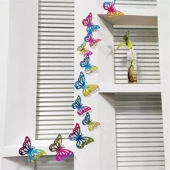 3d трехмерные наклейки в виде бабочек серии Rainbow, украшение для дома, наклейки в виде бабочек Free Size разноцветный