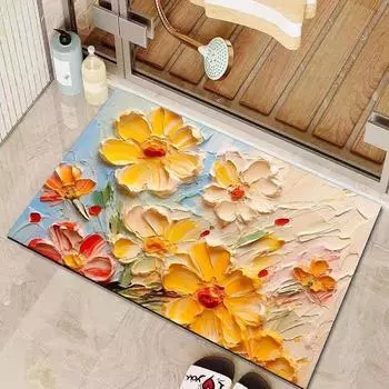 3D Трехмерный кремовый коврик для ванной комнаты с цветком ветра, впитывающий диатомовую грязь, коврик для ванной комнаты, быстросохнущий нескользящий коврик для ног 40*60cm