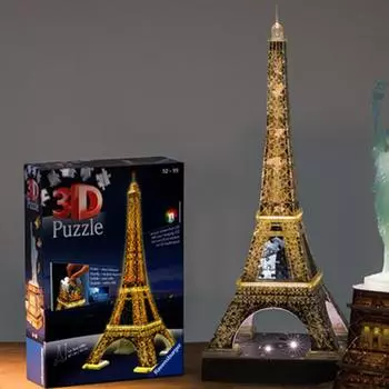 3D трехмерный пазл Эйфелева башня LED 226 деталей Ravensburger, популярная корейская настольная игра