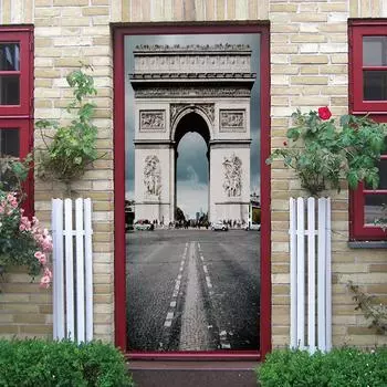 3D Триумфальная арка, дверные наклейки, самоклеящиеся обои, наклейки на стену, украшения, съемные виниловые наклейки на стену «сделай сам», 77X200cm