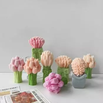 3D тюльпан букет силиконовая форма DIY цветы аромат мыло ручной работы свеча гипсовый орнамент изготовление форм поставки