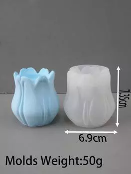 3D тюльпан цветок подсвечник силиконовая форма DIY ароматизированная свеча чашка подсвечник смоляные формы товары для домашнего декора бетонная банка форма