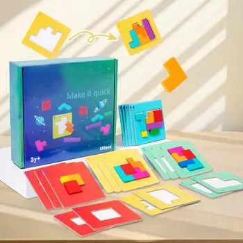 3D интерактивная настольная игра-головоломка для двух человек, математические игрушки Танграм, строительные блоки, настольная игра в цветной форме для детей, подарки
