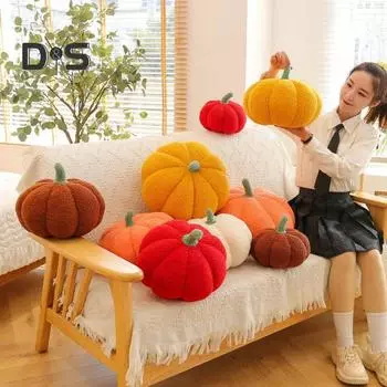 3D тыква плюшевая подушка реалистичная красочная тыква плюшевая кукла тыква диванная подушка украшение для дома спальня праздничный подарок 30cm коричневый