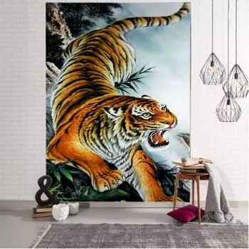 3D украшение с изображением тигра, гобелен, занавеска для дома, спальни, гостиной, украшение, занавеска, гобелен в богемном стиле хиппи 95x73cm