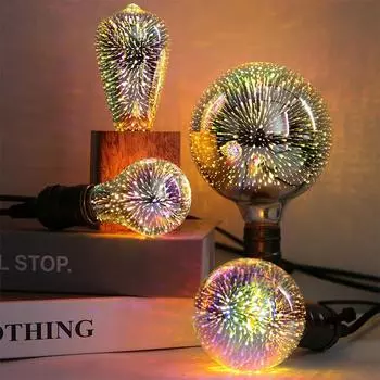 3D украшение светодиодная лампа Эдисона E27 220 В винтажная звезда фейерверк лампа праздник ночник ампула светодиодная лампа освещение