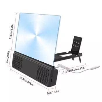 3D-усилители экрана Мобильный телефон Лупа с увеличенным динамиком Видеоусилитель Подставка Увеличительный складной стол Аудио Анти-синий чёрный