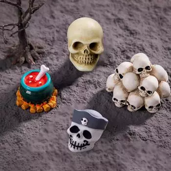 3D Ужас Хэллоуин украшения Миниатюрный надгробный камень Призрак Скелет Череп Микро смоляная фигурка Украшения Hallowmas Prop