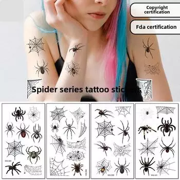 3D ужас водонепроницаемый паук и паутина татуировка наклейка на Хэллоуин