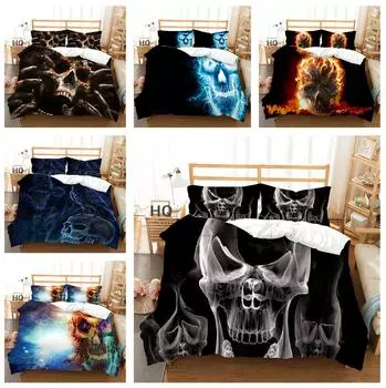 3D ужасающий череп комплект постельного белья Хэллоуин пуховый пододеяльник наволочка 2/3 шт роскошный домашний текстиль детский мужской подарок Baby 100x135cm