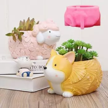 3D-узор из листьев, слон, суккулент, цветочный горшок, смола, силиконовая форма, цветок, кролик, лиса, коробка, гипсовая форма, овца, горшок, бетонная форма