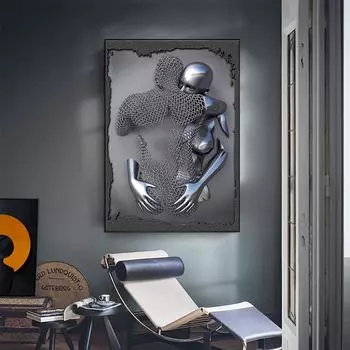 3D Vision Золотые Черные Фигуры Настенные Плакаты Фотографии Печать Абстрактные Скандинавские Эстетические Картины Холст Картины Украшения Комнаты 20x30cm