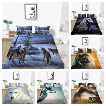3D Волк Печатный Домашний Постельный Комплект Уникальный Дизайн Пододеяльник Комплект Постельных Принадлежностей для Мальчика и Мужчины Double 200x200cm