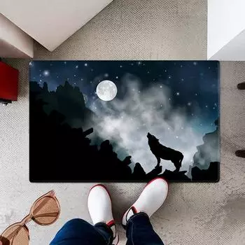 3D Волк Животный Принт Нескользящий Коврик Многоразмерный Губчатый Ковер Впитывающий Для Входа В Кухню Ванную 40x60cm