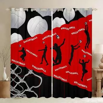 3D Volleyball Series Curtains Sports Game Theme Curtains Drapes for Kids Boys Girls Bedroom Abstract Window Curtain 2 Pieces W60H60(CM)x2PCS&HOOK