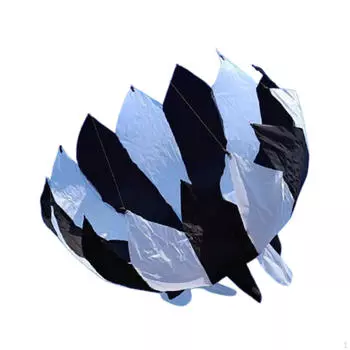 3D Воздушный змей для пляжа, летающие игрушки, парафойл, огромный, в форме лотоса, мягкий, вращающийся, для улицы black white