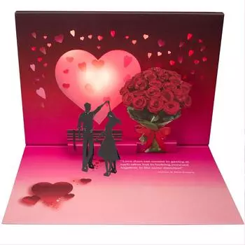 3d Всплывающая памятная открытка для пары Цветочная поздравительная открытка One Size розовый