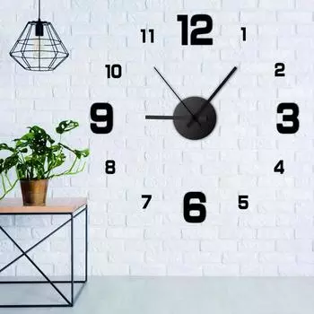 3D Wall Clock Silent Non-Ticking Modern Style Clock Battery Operated Clock For Living Room Bedroom Home Decorations чёрный