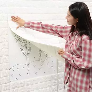 3D Wall Panels Peel Stick Wallpaper Self Adhesive Waterproof Foam Faux Brick for Living Room Bedroom Laundry Kitchen 70cmX1m белый